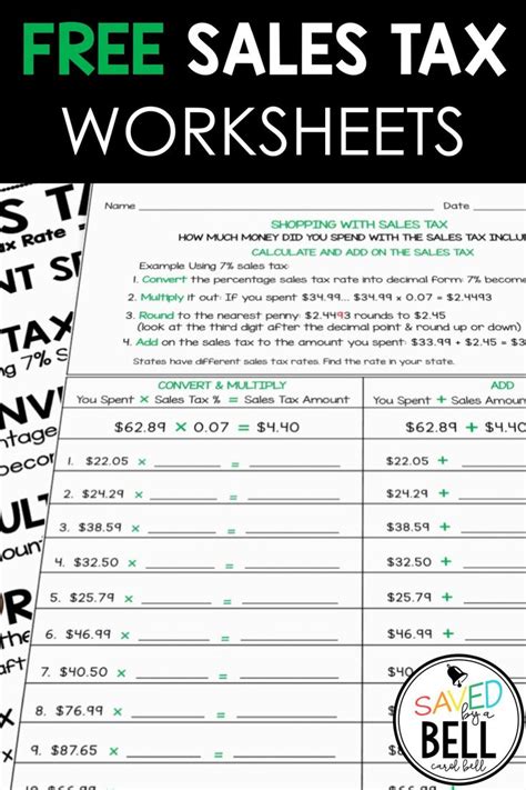 Solve mathematic equations. . Sales tax worksheet for students
